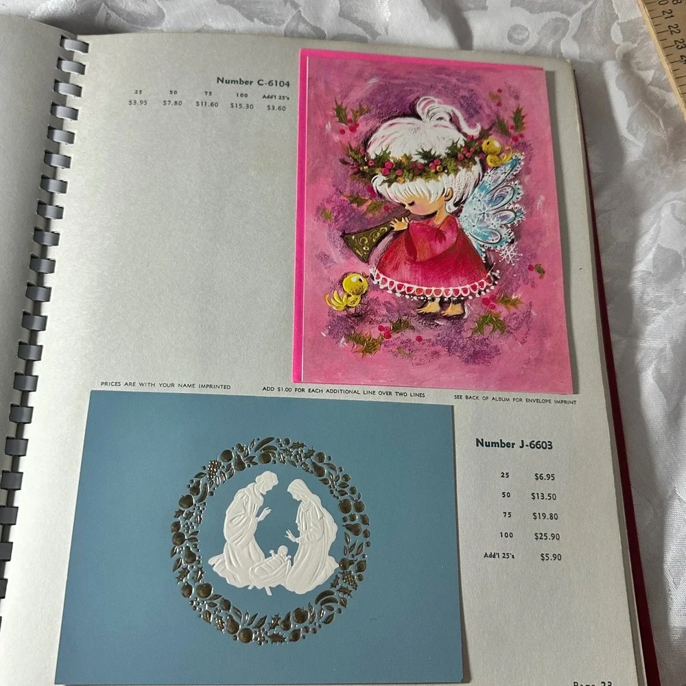 Masterpiece Studios Christmas Card Sample Book 1969 Red Large Good Vintage MCM
